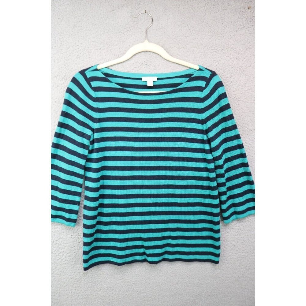 J. Jill Striped 3/4 Sleeve Knit Sweater-Size XS/Petite-Stretchy